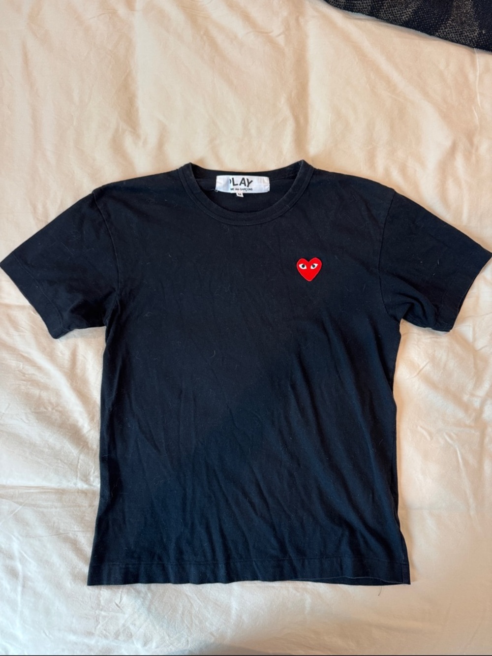Comme des Garçons PLAY Black Tee with Red Heart Logo